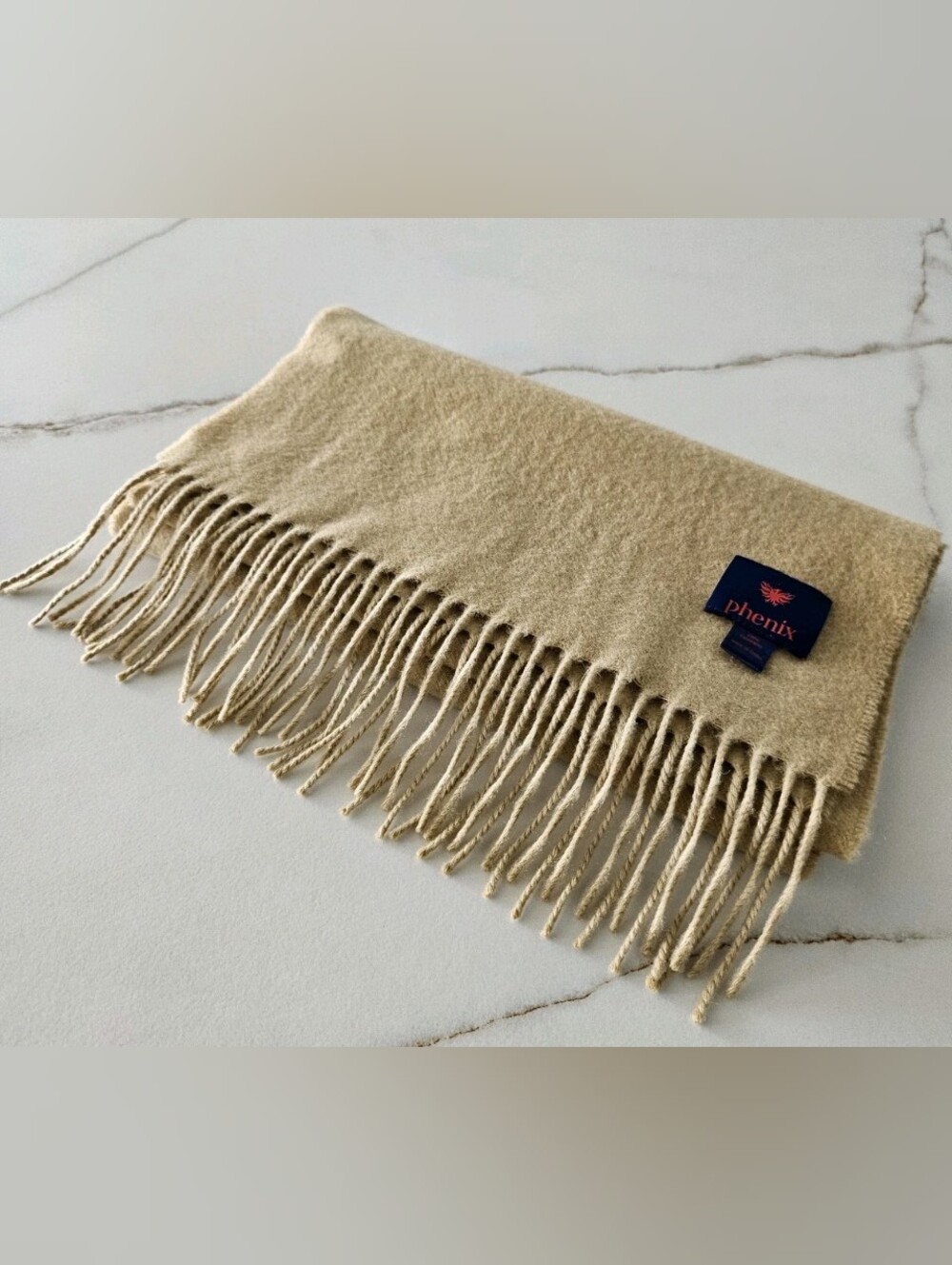 Phenix 100% Cashmere Camel Long Scarf Unisex